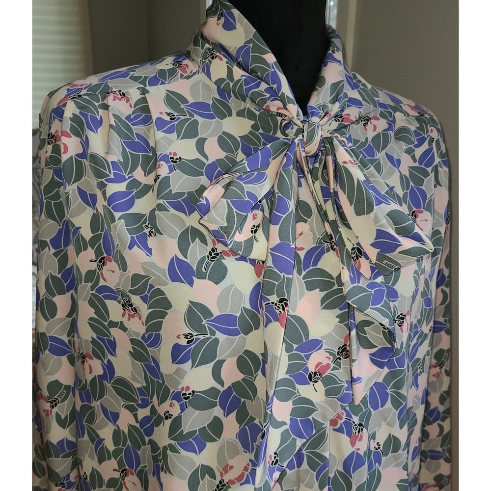 Country Sophisticates Pendleton Women Sz 22 W Button Up Long Sleeve w Bow Collar